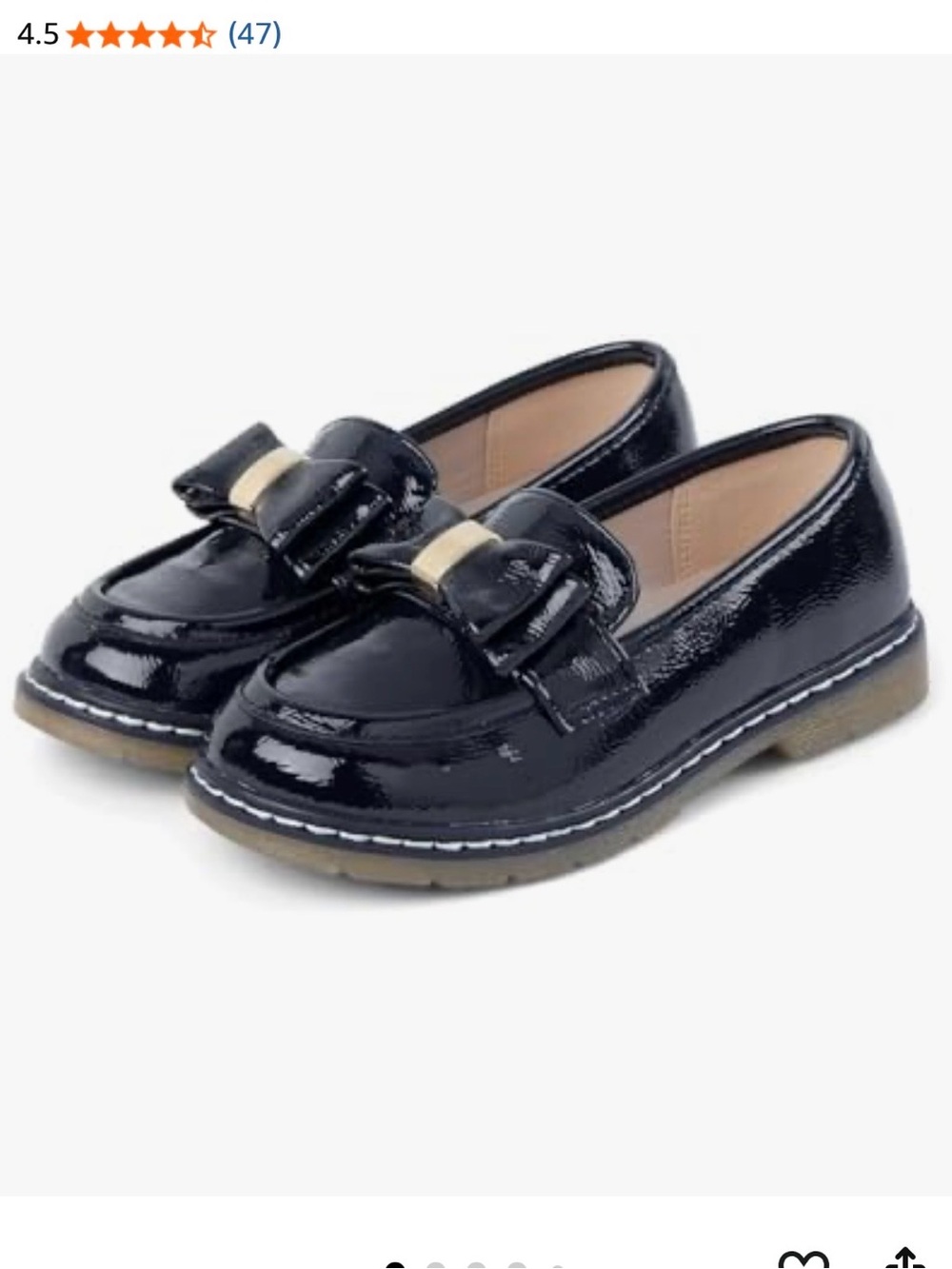 Gymboree Girls' Navy  Patent Bow Loafers size 2 with gold bow detail